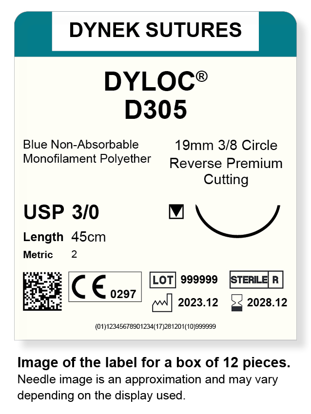 DYLOC SUTURE 3/0 19MM3/8RC 45CM/12
