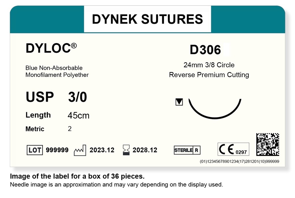 DYLOC SUTURE 3/0 24MM3/8RC 45CM/36