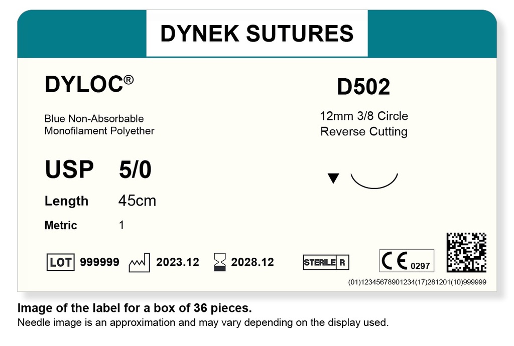 DYLOC SUTURE 5/0 12MM3/8RC 45CM/36