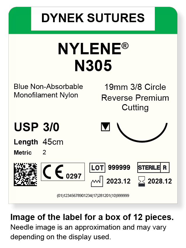 NYLENE 3/0 19MM, 3/8RC 45CM /12
