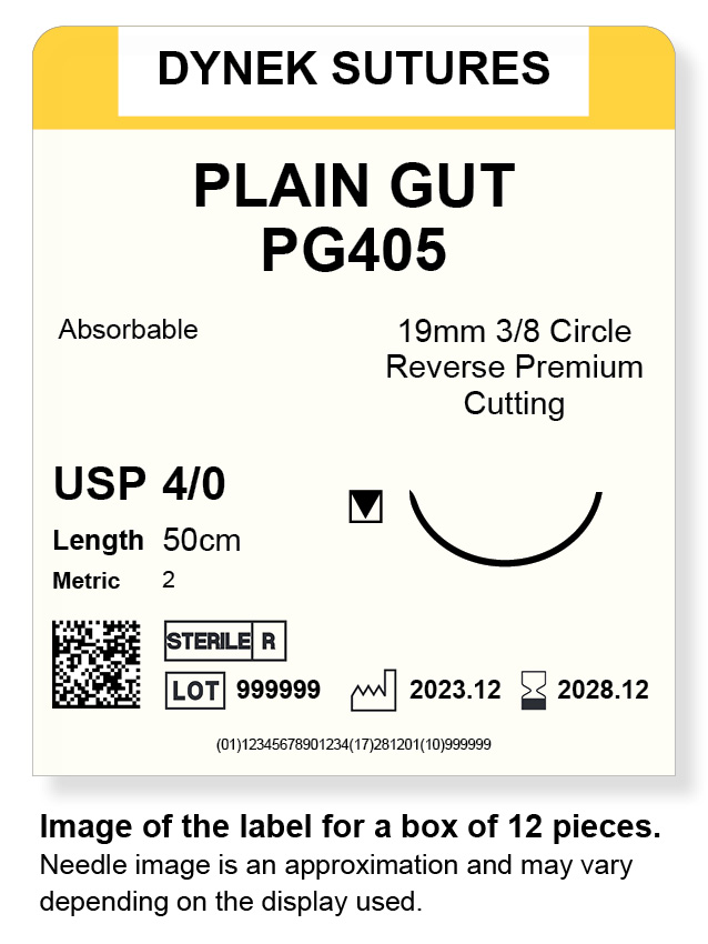 PLAIN GUT SUTURE 4/0 19MM, 3/8RC 50CM /12
