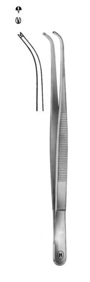 TISSUE FORCEPS DELICATE CURVED 160MM