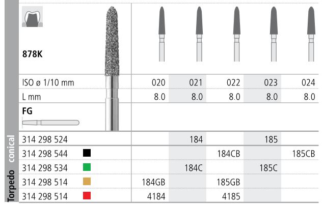 INTENSIV DIAMOND BUR 185 STD (878K-023) FG/6