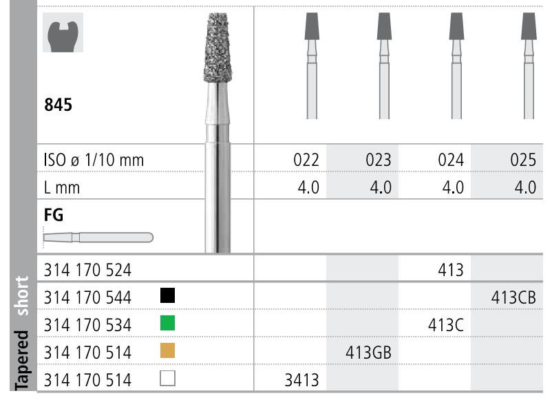 INTENSIV DIAMOND BUR 413 STD (845-024) FG/6
