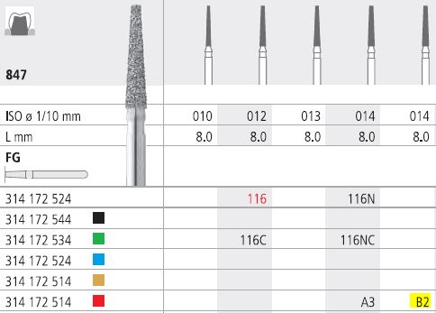 INTENSIV DIAMOND BUR B2 FINE (847-014) FG/6