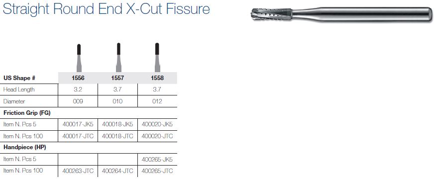 1557-5 FG JET CARBIDE DOME FISS X CUT
