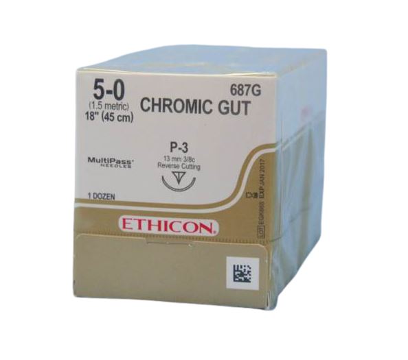 SUTURE CHROMIC GUT 5/0 13MM RC/12