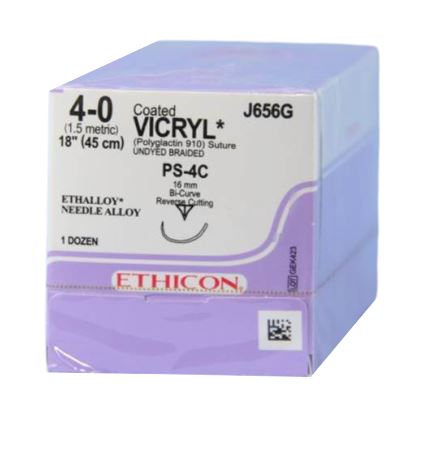 SUTURE VICRYL 4/0 16MM RC 45CM/12