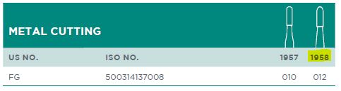 CARBIDE BUR 1958 METAL CROWN CUT 012/5