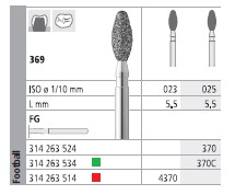 INTENSIV DIAMOND BUR 370 STD (369-025) FG/6