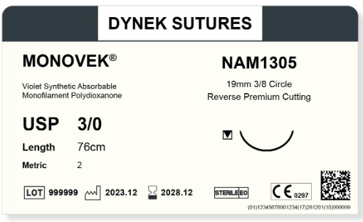 Monovek suture 4/0 16mm 3/8RC 45cm/36
