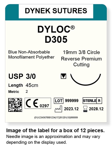 [DYD30512] DYLOC SUTURE 3/0 19MM3/8RC 45CM/12