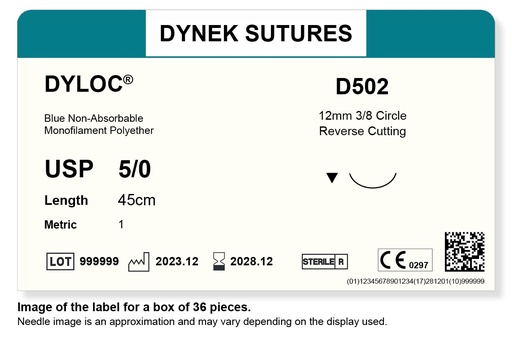 [DYD50236] DYLOC SUTURE 5/0 12MM3/8RC 45CM/36