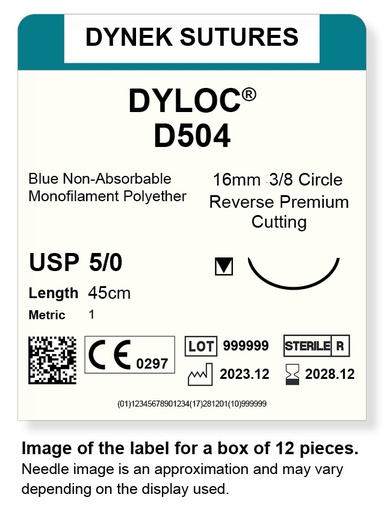 [DYD50412] DYLOC SUTURE 5/0 16MM3/8RC 45CM/12