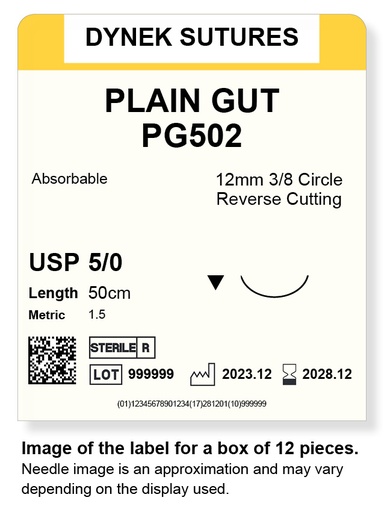 [DYPG50212] PLAIN GUT SUTURE 5/0 12MM, 3/8RC 50CM /12