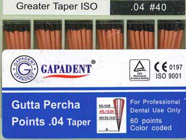 [GAGPT40] GUTTA PERCHA POINTS .04 TAPER 40 BOX/60