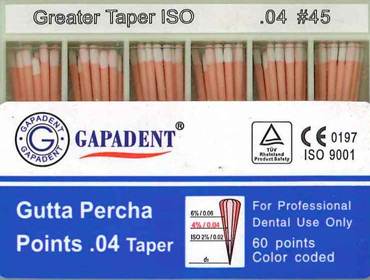 [GAGPT45] GUTTA PERCHA POINTS .04 TAPER 45 BOX/60