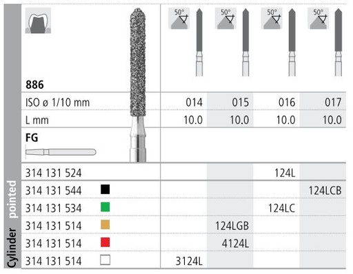 [IT124LCF] INTENSIV DIAMOND BUR 124L CRSE (886-016) FG/6