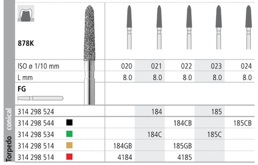 [IT184F] INTENSIV DIAMOND BUR 184 STD (878K-021) FG/6