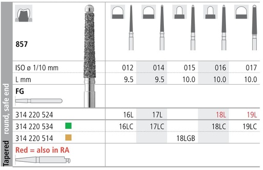 [IT19LF] INTENSIV DIAMOND BUR 19L SAFE END (857-017) FG/6