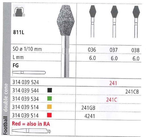 [IT241F] INTENSIV DIAMOND BUR 241 STD (811L-037) FG/6