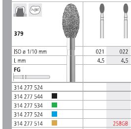 [IT258GF] INTENSIV DIAMOND BUR 258G GOLD (379-022) FG/6