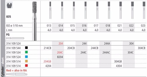[IT304F] INTENSIV DIAMOND BUR 304 STD (835-022) FG/6