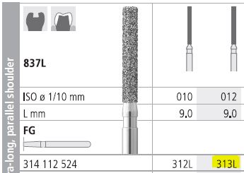 [IT313LF] INTENSIV DIAMOND BUR 313L STD (837L-012) FG/6