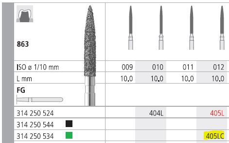 [IT405LCF] INTENSIV DIAMOND BUR 405L CRS (863-012) FG/6