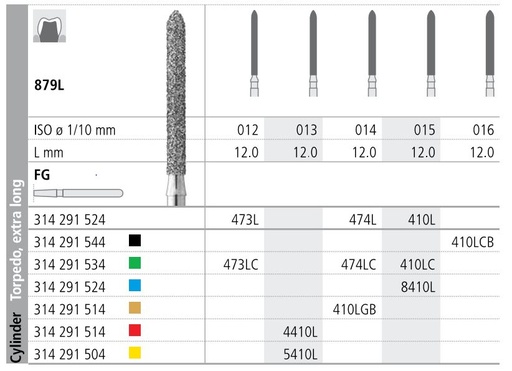 [IT410LGF] INTENSIV DIAMOND BUR 410L GOLD (879L-014) FG/6