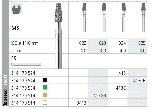 [IT413GF] INTENSIV DIAMOND BUR 413 GOLD (845-023) FG/6