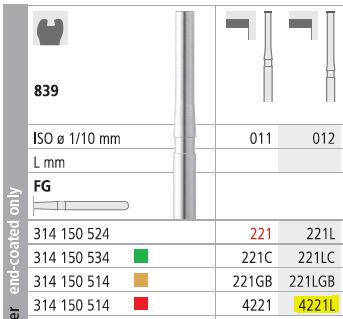 [IT4221LF] INTENSIV DIAMOND BUR 4221L FINE (839-012) FG/6