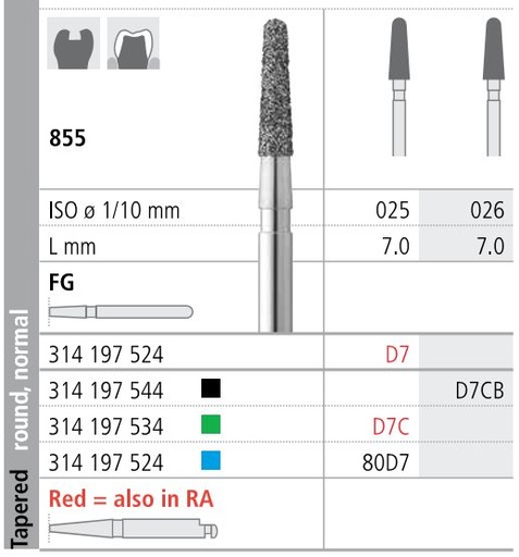 [IT80D7F] INTENSIV DIAMOND BUR 80D7 STD (855-025) FG/6