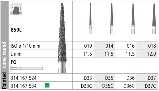 [ITD36F] INTENSIV DIAMOND BUR D36 STD (859L-016) FG/6
