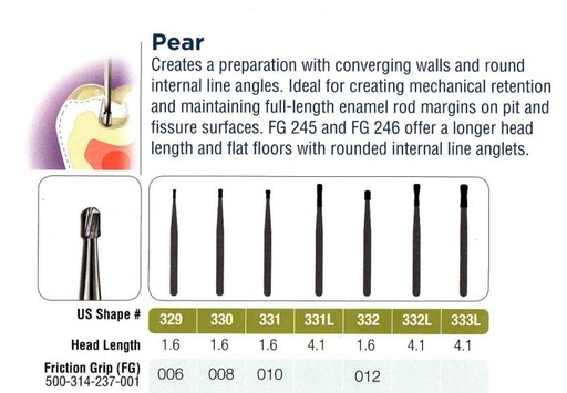 [JE3295FG] 329-5 FG JET CARBIDE BUR PKT 5