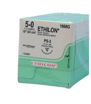 [JM1668G] ETHILON SUTURE 5/0 PS-3 45CM /12