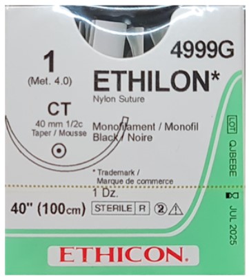 [JM4999G] ETHILON SUTURE 1 100CM 4/0 1/2CT/12