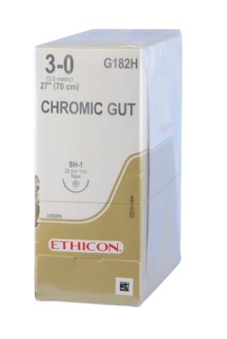 [JMG182H] SUTURE CHROMIC GUT 3/0 22MM 1/2 TP/36