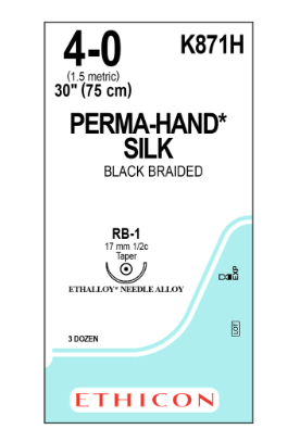 [JMK871H] SUTURE SILK 4/0 17MM 1/2 CIRCLE NEEDLE/36