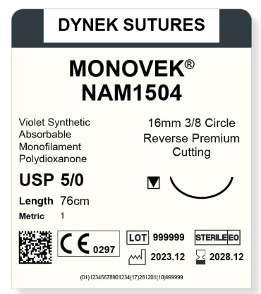 [DYNAM150412] Monovek suture 5/0 16mm 3/8RC 76cm/12